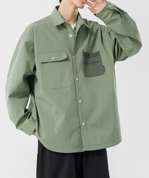 aimoha(アイモハ)の「カジュアルワークシャツジャケット/Casual Work Shirt Jacket(ブルゾン・メンズ・グリーン/ベージュ/ブラック・MEDIUM/LARGE/X-LARGE)」の4枚目の写真