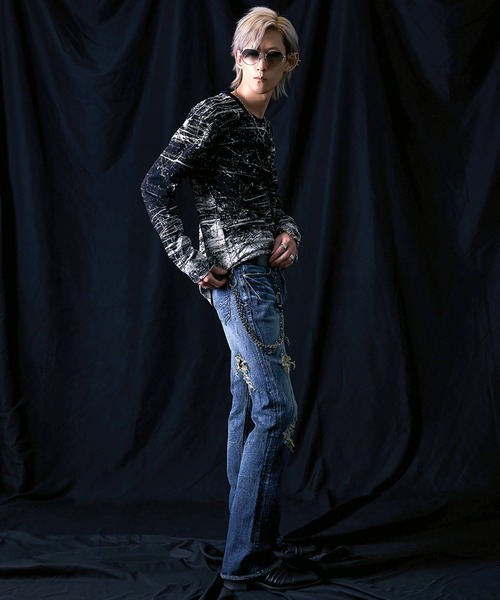 FUGA（フーガ）の「『FUGA/フーガ』ペイント加工フレアデニムパンツ（デニムパンツ・メンズ・ブルー/ブラック・M/L/XL）」の14枚目の写真