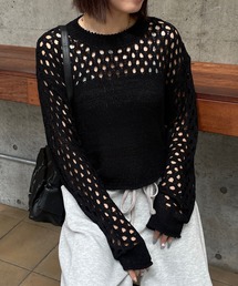 ROGER AND RAW（ロジャーアンドロウ）の「ショート丈クロシェ編みニット（ニット/セーター・レディース）」