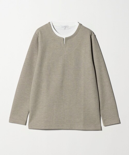 A DAY IN THE LIFE UNITED ARROWS(アデイインザライフユナイテッドアローズ)の「メランジ ジャガード フェイクレイヤード キーネックカットソー<A DAY IN THE LIFE>(Tシャツ/カットソー・メンズ・ネイビー/ベージュ/ダークグレー・M/L)」の3枚目の写真