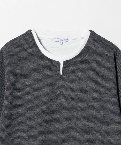 A DAY IN THE LIFE UNITED ARROWS(アデイインザライフユナイテッドアローズ)の「メランジ ジャガード フェイクレイヤード キーネックカットソー<A DAY IN THE LIFE>(Tシャツ/カットソー・メンズ・ネイビー/ベージュ/ダークグレー・M/L)」の5枚目の写真