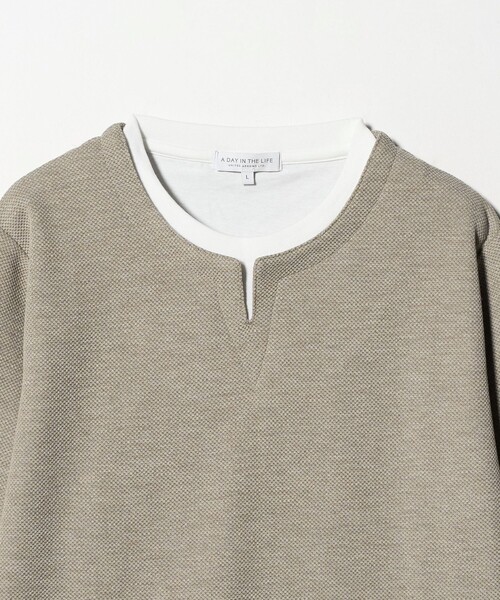 A DAY IN THE LIFE UNITED ARROWS(アデイインザライフユナイテッドアローズ)の「メランジ ジャガード フェイクレイヤード キーネックカットソー<A DAY IN THE LIFE>(Tシャツ/カットソー・メンズ・ネイビー/ベージュ/ダークグレー・M/L)」の9枚目の写真