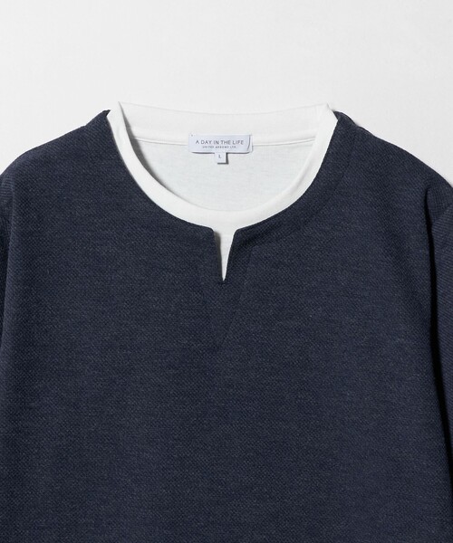 A DAY IN THE LIFE UNITED ARROWS(アデイインザライフユナイテッドアローズ)の「メランジ ジャガード フェイクレイヤード キーネックカットソー<A DAY IN THE LIFE>(Tシャツ/カットソー・メンズ・ネイビー/ベージュ/ダークグレー・M/L)」の12枚目の写真