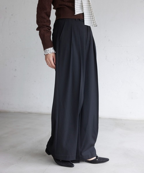 VIS（ビス）の「Hot Beautyツータックワイドパンツ/イージーケア（その他パンツ・レディース・キャメル/グレー系その他/ブラック・SS/S/M/L）」の2枚目の写真