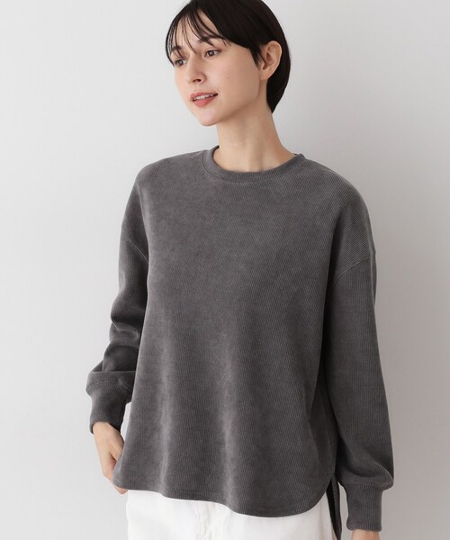 Dessin(デッサン)の「【洗える】ベロアサーマルカットソー(Tシャツ/カットソー・レディース・ダークブラウン/オフホワイト/グレー・01/02/03)」の12枚目の写真