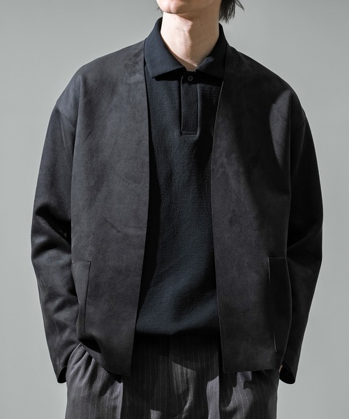 CITY TOKYO（シティトウキョウ）の「【CITY TOKYO/シティートーキョー】Silky-suede カーディガン（カーディガン/ボレロ・メンズ・ブラック・1）」の4枚目の写真