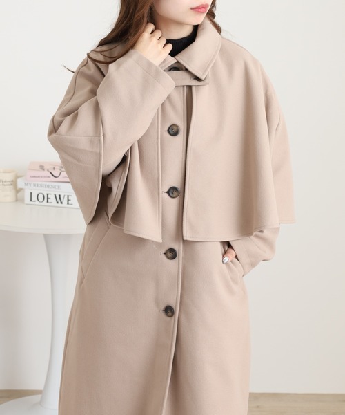 セール】ニットモッサ ケープ取り外しステンカラーコート マルチWAY