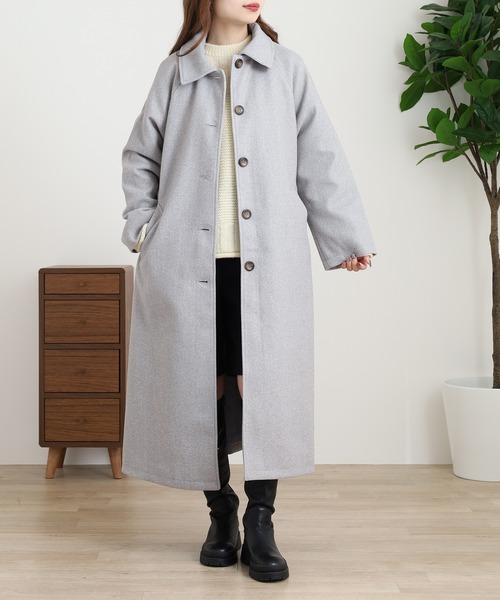 OMNES（オムネス）の「ニットモッサ ケープ取り外しステンカラーコート マルチWAYコート（ステンカラーコート・レディース・グレー/ブラック/ベージュ/チャコール/ブラウン・FREE）」の3枚目の写真