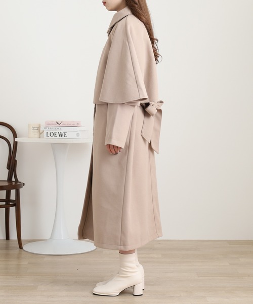 OMNES（オムネス）の「ニットモッサ ケープ取り外しステンカラーコート マルチWAYコート（ステンカラーコート・レディース・グレー/ブラック/ベージュ/チャコール/ブラウン・FREE）」の16枚目の写真