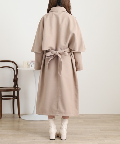 OMNES（オムネス）の「ニットモッサ ケープ取り外しステンカラーコート マルチWAYコート（ステンカラーコート・レディース・グレー/ブラック/ベージュ/チャコール/ブラウン・FREE）」の17枚目の写真