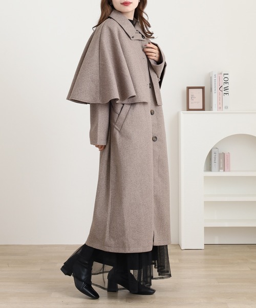 セール】ニットモッサ ケープ取り外しステンカラーコート マルチWAY