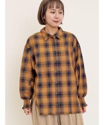 Samansa Mos2 | 袖口シャーリングチェックシャツ(シャツ/ブラウス)
