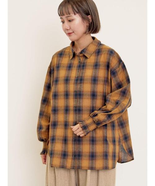 Samansa Mos2（サマンサ モスモス）の「袖口シャーリングチェックシャツ（シャツ/ブラウス・レディース・レッド/ベージュ/イエロー・F）」の12枚目の写真