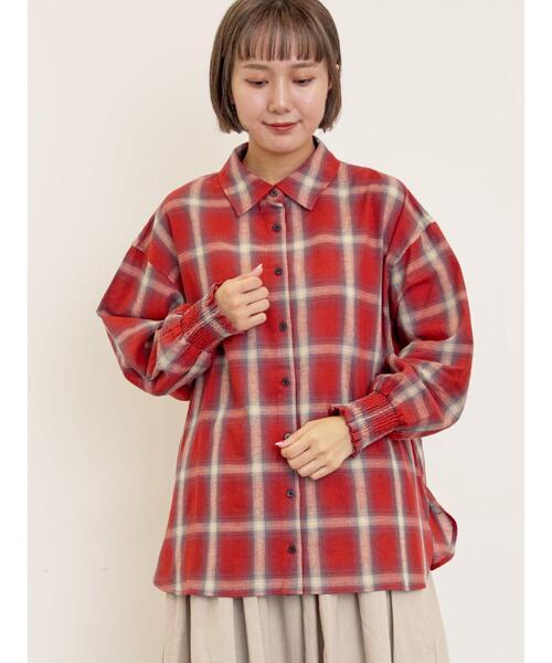 Samansa Mos2（サマンサ モスモス）の「袖口シャーリングチェックシャツ（シャツ/ブラウス・レディース・レッド/ベージュ/イエロー・F）」の15枚目の写真