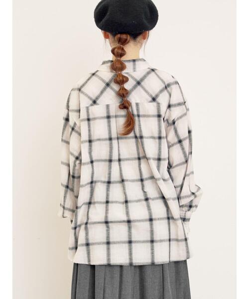 袖口シャーリングチェックシャツ（シャツ/ブラウス）｜Samansa Mos2