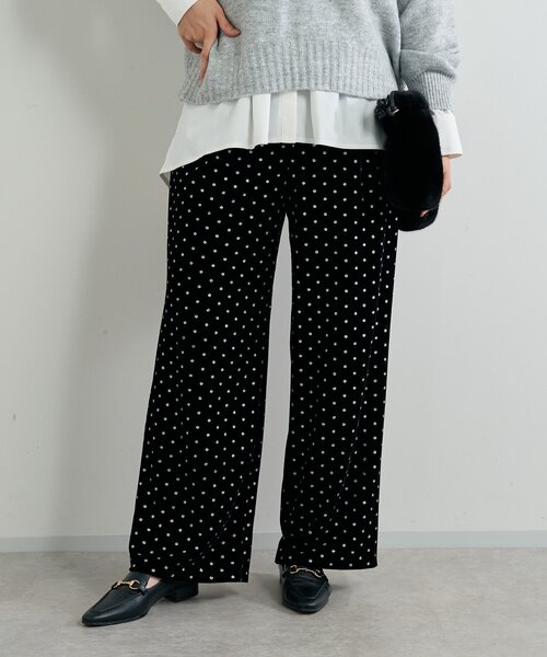 un dix cors（アンディコール）の「《華やかさをプラス》グリッタードットベロアパンツ（スラックス・レディース・ブラック/ブラウン・FREE）」の12枚目の写真
