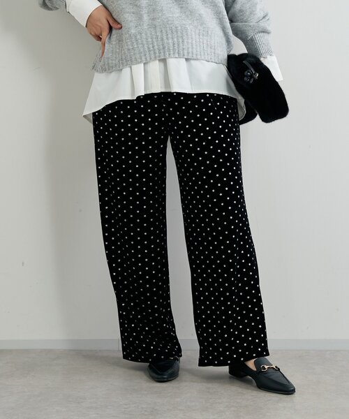 un dix cors（アンディコール）の「《華やかさをプラス》グリッタードットベロアパンツ（スラックス・レディース・ブラック/ブラウン・FREE）」の13枚目の写真