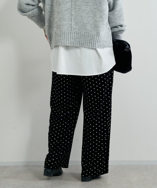 un dix cors（アンディコール）の「《華やかさをプラス》グリッタードットベロアパンツ（スラックス・レディース・ブラック/ブラウン・FREE）」の15枚目の写真