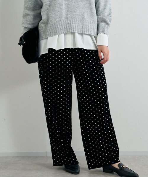un dix cors（アンディコール）の「《華やかさをプラス》グリッタードットベロアパンツ（スラックス・レディース・ブラック/ブラウン・FREE）」の16枚目の写真