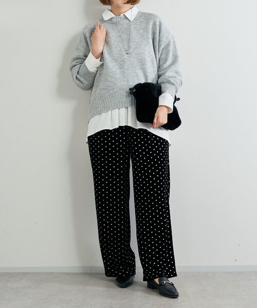 un dix cors（アンディコール）の「《華やかさをプラス》グリッタードットベロアパンツ（スラックス・レディース・ブラック/ブラウン・FREE）」の17枚目の写真