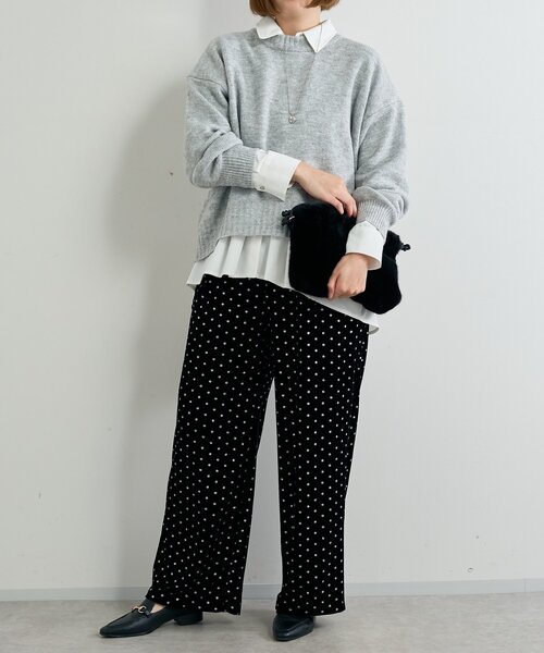 un dix cors（アンディコール）の「《華やかさをプラス》グリッタードットベロアパンツ（スラックス・レディース・ブラック/ブラウン・FREE）」の20枚目の写真
