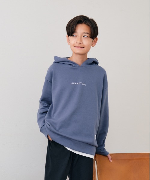 Right-on(ライトオン)の「【Refurbish】フェイクレイヤードパーカー(カジュアル/スタイリッシュ/おしゃれ/メンズ/レディース)(パーカー・キッズ・ブルー/ブラック・130/140/150/160)」の1枚目の写真