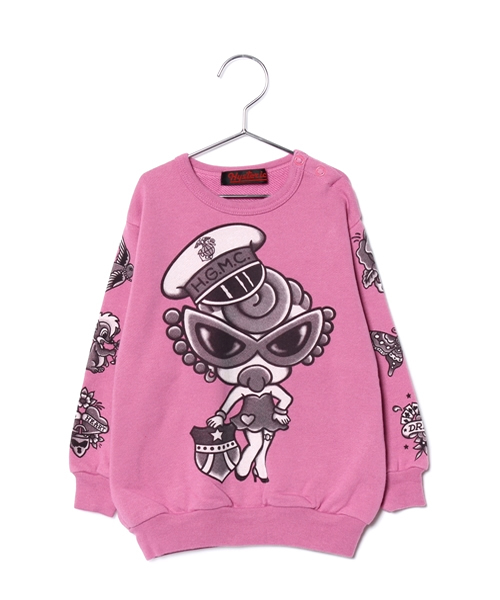HYSTERIC MINI（ヒステリックミニ）の「BABY 裏毛TATTOO柄BIGトレーナー（スウェット・キッズ・ホワイト/ブラック/ピンク・90）」の3枚目の写真