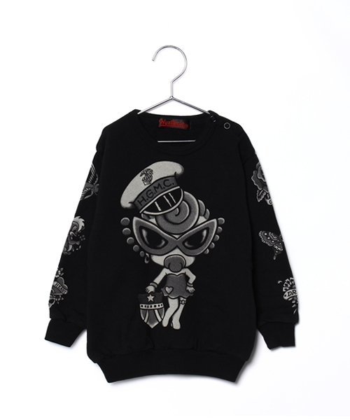 HYSTERIC MINI（ヒステリックミニ）の「BABY 裏毛TATTOO柄BIGトレーナー（スウェット・キッズ・ホワイト/ブラック/ピンク・90）」の2枚目の写真