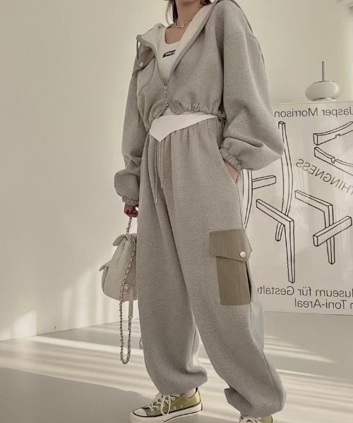 ふっかちゃんページです！2点セットアップ セール】ダブルジップショートパーカー+パンツセットアップ