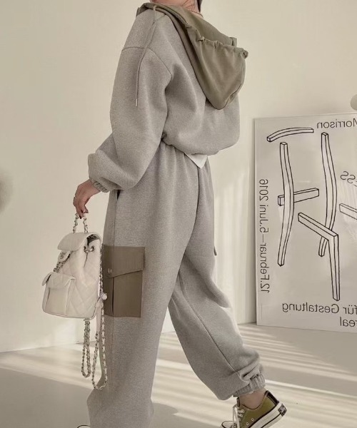 レコル Sensitiveナイロンパーカーパンツセットアップ セール】ダブルジップショートパーカー+パンツセットアップ