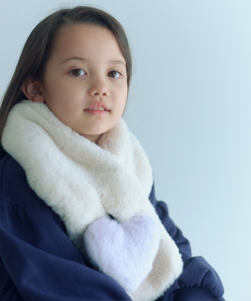 セール】フェイクファー ハートモチーフ マフラー（マフラー）｜green