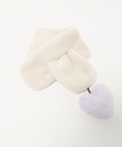 green label relaxing(グリーンレーベルリラクシング)の「フェイクファー ハートモチーフ マフラー(マフラー・キッズ・オフホワイト/ライトピンク/モカ・FREE)」の5枚目の写真