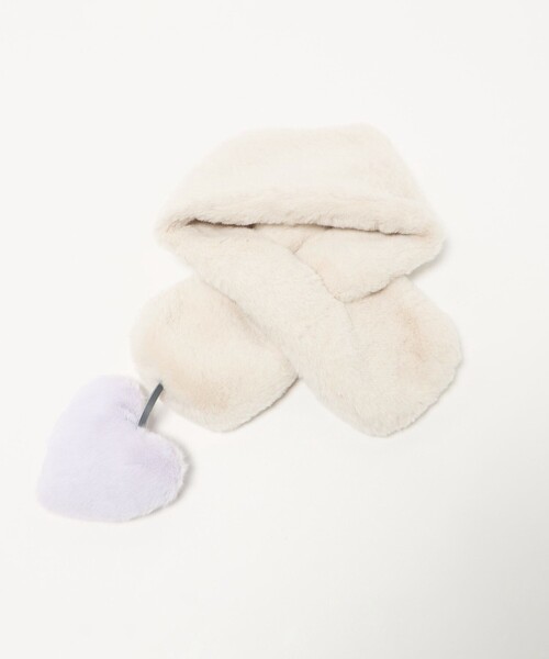 green label relaxing(グリーンレーベルリラクシング)の「フェイクファー ハートモチーフ マフラー(マフラー・キッズ・オフホワイト/ライトピンク/モカ・FREE)」の6枚目の写真