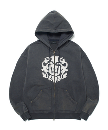 APPLIQUE ZIPUP HOODIE (CHARCOAL)