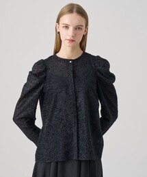 セットアップ対応商品】ストレッチダブルサテンボウタック ブラウス