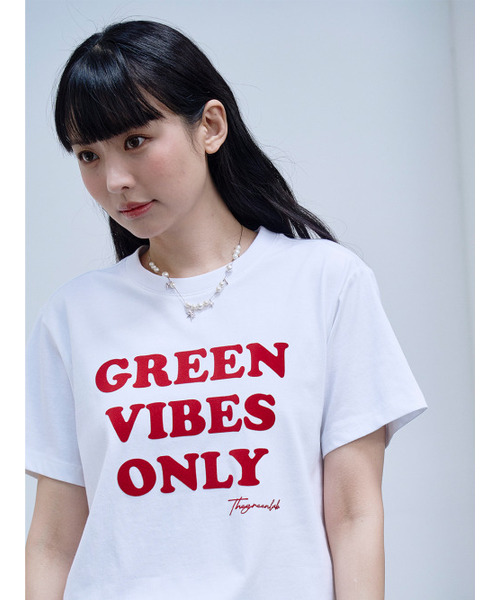 THE GREEN LAB（ザグリーンラボ）の「GREEN VIBES ONLY テクスチャーレタリング半袖Tシャツ [ホワイト]（Tシャツ/カットソー・レディース・その他・FREE）」の6枚目の写真