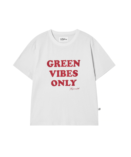 THE GREEN LAB（ザグリーンラボ）の「GREEN VIBES ONLY テクスチャーレタリング半袖Tシャツ [ホワイト]（Tシャツ/カットソー・レディース・その他・FREE）」の9枚目の写真