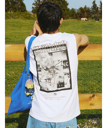 サマー プリント スリーブレス Tシャツ ホワイト