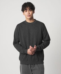 ニットフリース ヘリンボーンプリント スウェット<A DAY IN THE LIFE>