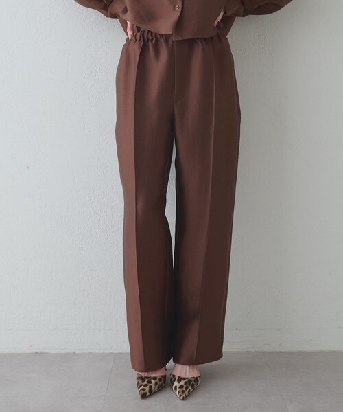 Drawing Numbers（ドローイング ナンバーズ）の「【Drawing Numbers】《セットアップ対応可》シルキーダブルクロスワイドパンツ（その他パンツ・レディース・ネイビー/ブラウン/ホワイト・38）」の2枚目の写真