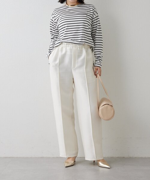 Unkruid ホワイトパンツ Drawing Numbers】《セットアップ対応可》シルキーダブルクロスワイド