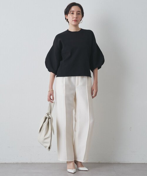 Drawing Numbers（ドローイング ナンバーズ）の「【Drawing Numbers】《セットアップ対応可》シルキーダブルクロスワイドパンツ（その他パンツ・レディース・ネイビー/ブラウン/ホワイト・38）」の10枚目の写真