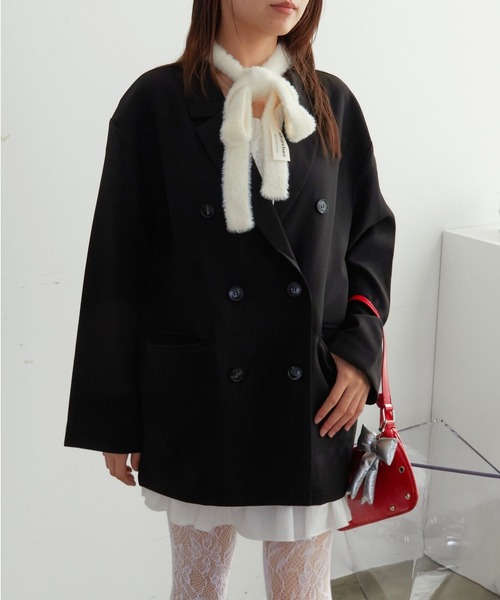 セール】ダブル無地テーラードジャケット（テーラードジャケット