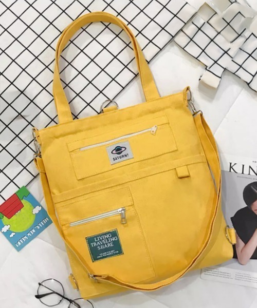 Miniministore(ミニミニストア)の「キャンバス トートバッグ 3way 軽量(トートバッグ・レディース・イエロー/ホワイト/ブラック・FREE)」の13枚目の写真