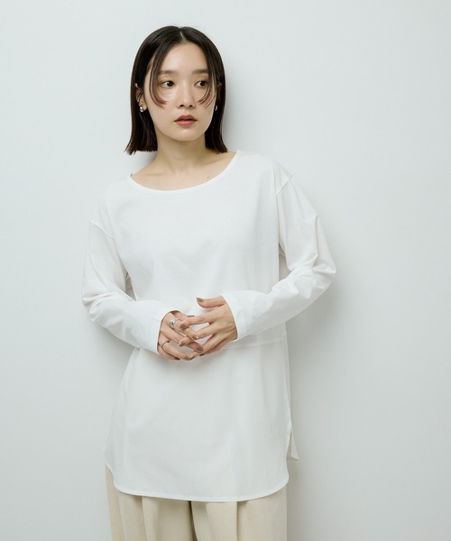 Green　Parks（グリーンパークス）の「裾ドッキングホワイトインナー（Tシャツ/カットソー・レディース・オフホワイト/ホワイト系その他5/ブルー系その他6・FREE）」の5枚目の写真