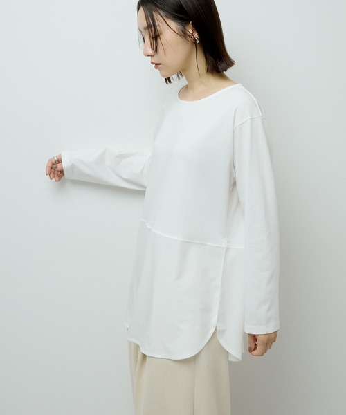 Green　Parks（グリーンパークス）の「裾ドッキングホワイトインナー（Tシャツ/カットソー・レディース・オフホワイト/ホワイト系その他5/ブルー系その他6・FREE）」の6枚目の写真