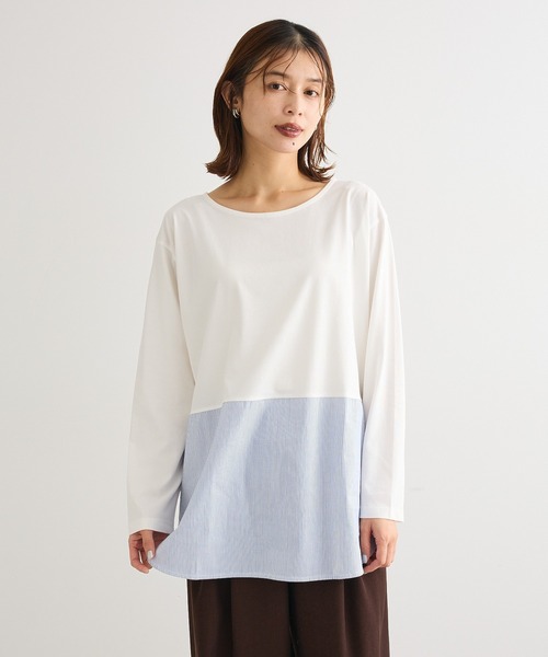 Green　Parks（グリーンパークス）の「裾ドッキングホワイトインナー（Tシャツ/カットソー・レディース・オフホワイト/ホワイト系その他5/ブルー系その他6・FREE）」の22枚目の写真