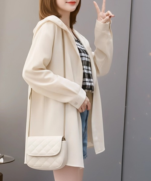 cammie(キャミー)の「ゆったりフード付きシャツ(シャツ/ブラウス・レディース・アイボリー/ピンク・M/L)」の7枚目の写真