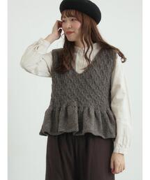 TSUHARU by Samansa Mos2 | 【ペルーニット】裾フリル前後着ベスト(ベスト)