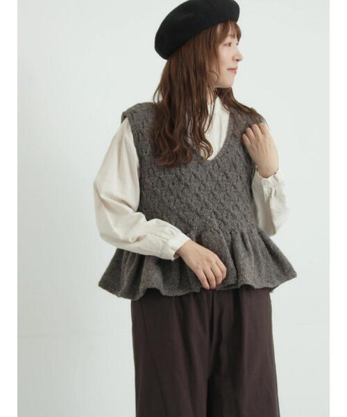 セール】【ペルーニット】裾フリル前後着ベスト（ベスト）｜TSUHARU by